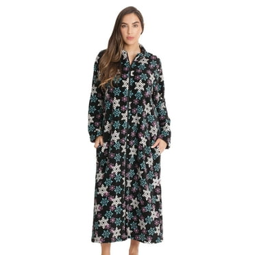 Just Love Plush Zipper Lounger Robe 6811-10445-MNT-1X (Medium, Black Snowflake)