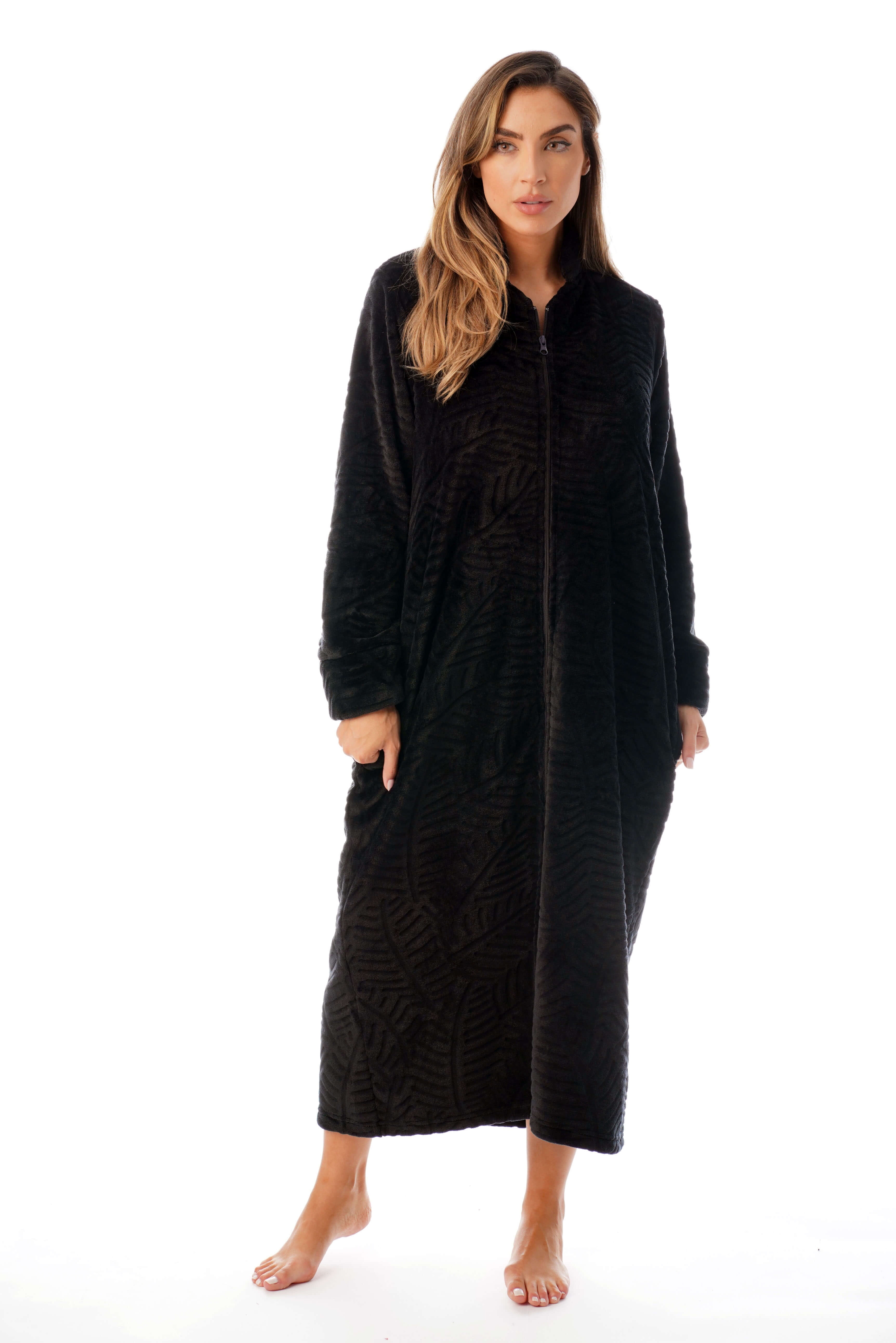 Just Love Plush Zipper Lounger Robe (Black, 2X) - Walmart.com
