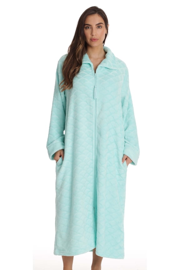 Plush Zipper Lounger Robe for Women