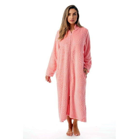 Just Love Plush Zipper Lounger Robe (Coral, 2X)