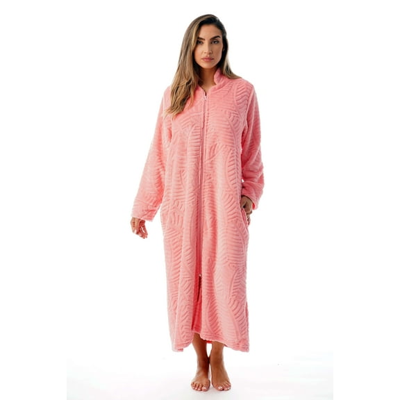 Just Love Plush Zipper Lounger Robe (Coral, Large)
