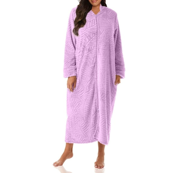 Just Love Plush Zipper Lounger Robe (Lilac, Medium)