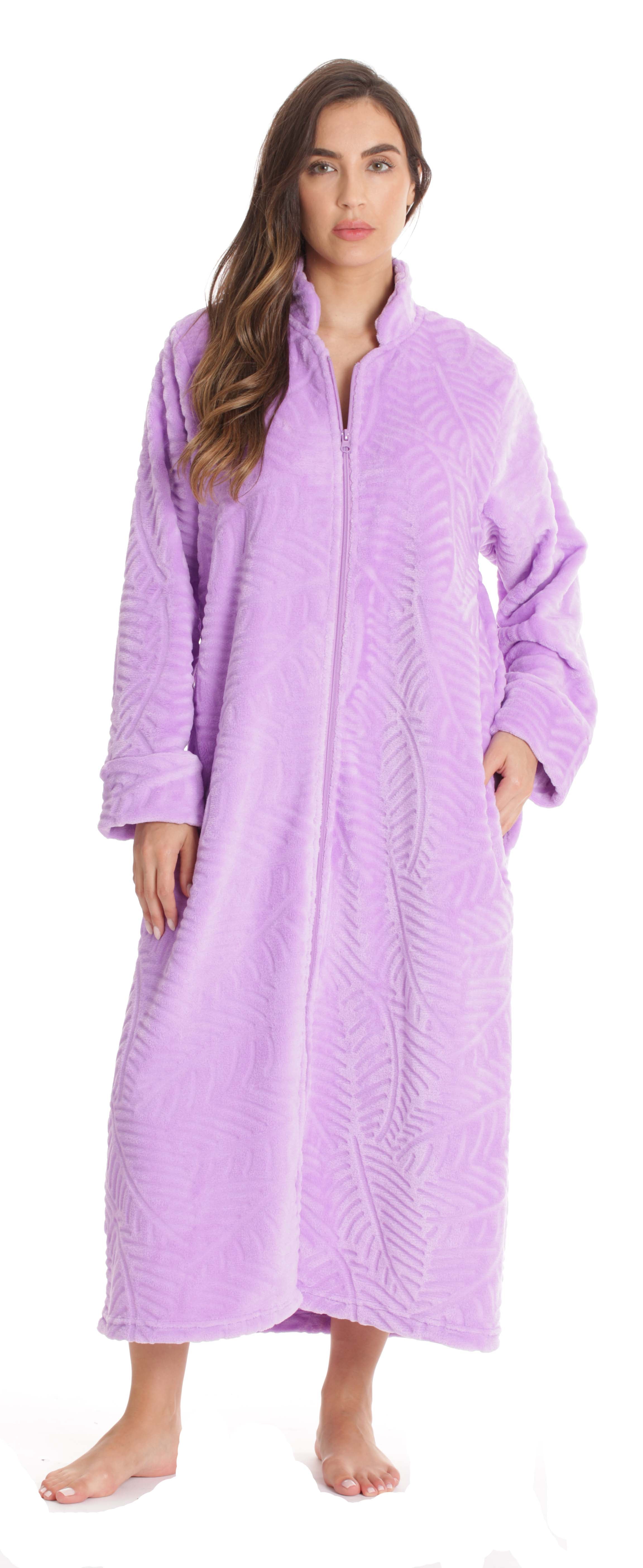 Just Love Plush Zipper Lounger Robe (Lilac, X-Large) - Walmart.com
