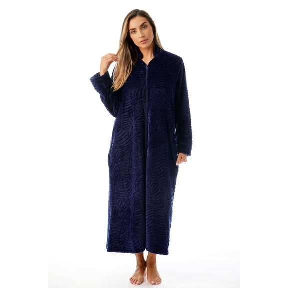 Just Love Plush Zipper Lounger Robe (Navy, Small)