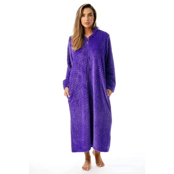Just Love Plush Zipper Lounger Robe (Purple, 2X)