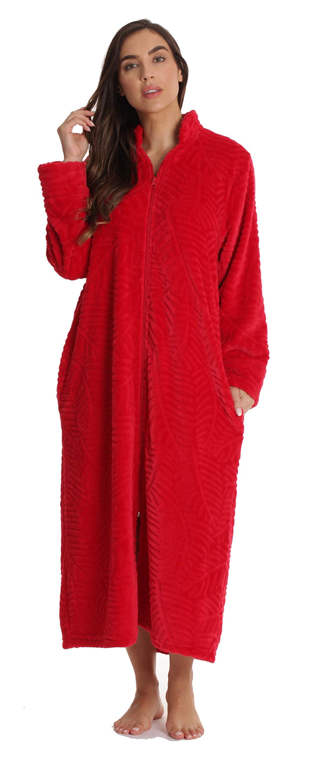 Just Love Plush Zipper Lounger Robe (Red, Large)