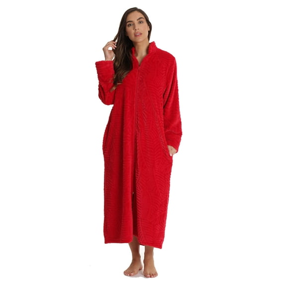 Just Love Plush Zipper Lounger Robe (Red, Medium)