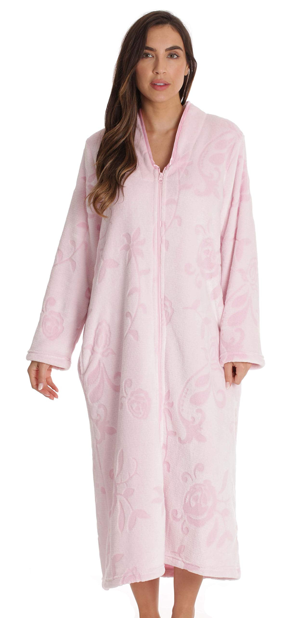 Just Love Plush Zipper Lounger Robe Solid Color Bathrobe for Women