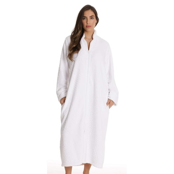 Just Love Plush Zipper Lounger Robe (White, 1X)