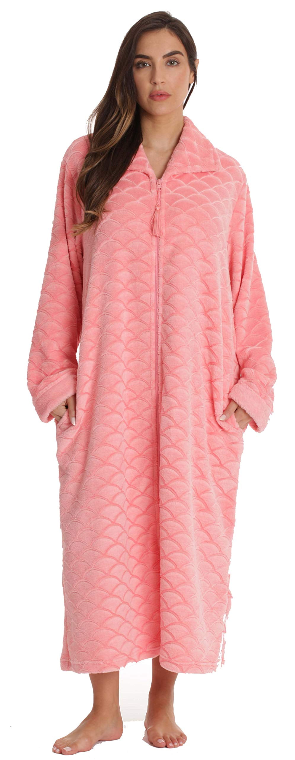 Just Love Plush Zipper Lounger Robe for Women (Coral, 3X) - Walmart.com