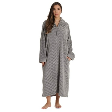 Just Love Plush Zipper Lounger Robe for Women (Grey, Large)
