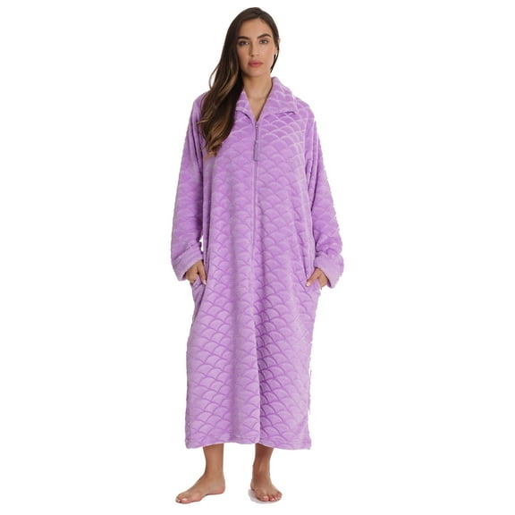 Just Love Plush Zipper Lounger Robe for Women (Lilac, 2X)
