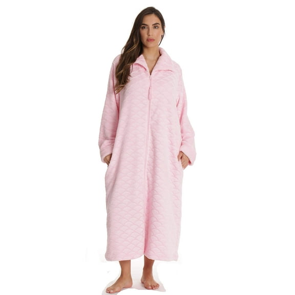 Just Love Plush Zipper Lounger Robe for Women (Pink, 3X)