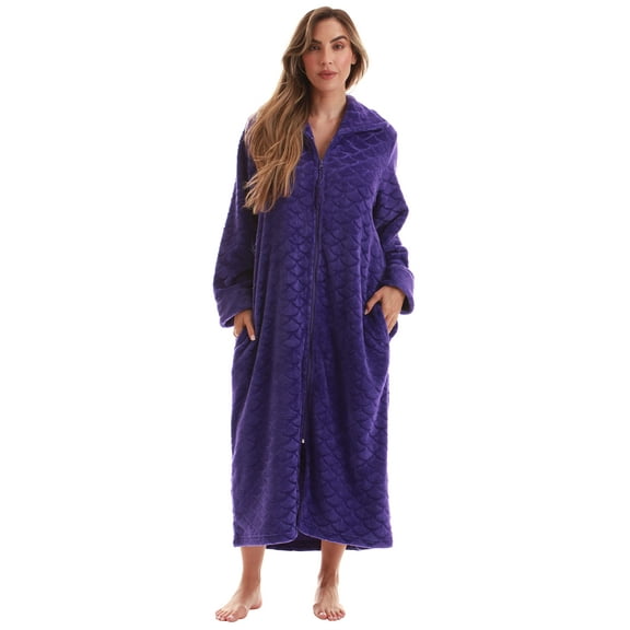 Just Love Plush Zipper Lounger Robe for Women (Purple, 2X)