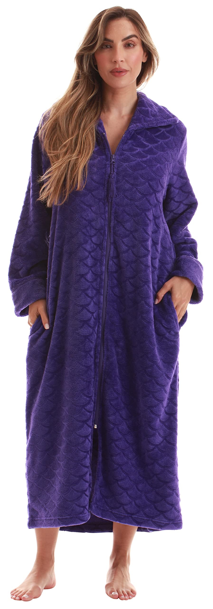 Just Love Plush Zipper Lounger Robe for Women (Purple, 3X)