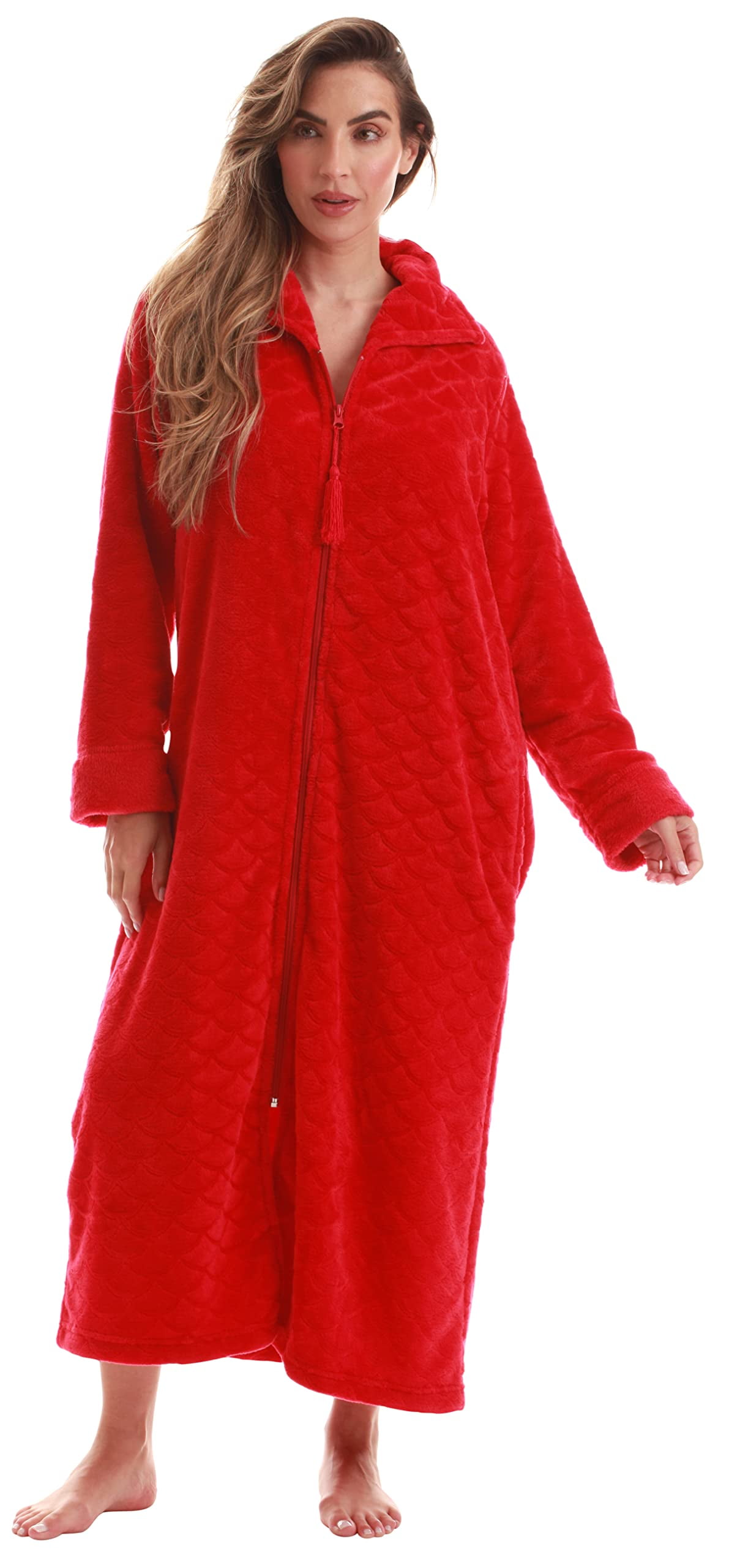 Just Love Plush Lounger Robe for Women, Red, Small, Microfleece, Cozy ...