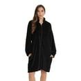 thumbnail image 1 of Just Love Plush Zipper Lounger Short Robe (Black, Small), 1 of 3