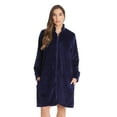 thumbnail image 1 of Just Love Plush Zipper Lounger Short Robe (Navy, Small), 1 of 3