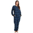 thumbnail image 1 of Just Love Printed Flannel Adult Onesie / Pajamas (Blue Buffalo Plaid, X-Small), 1 of 3