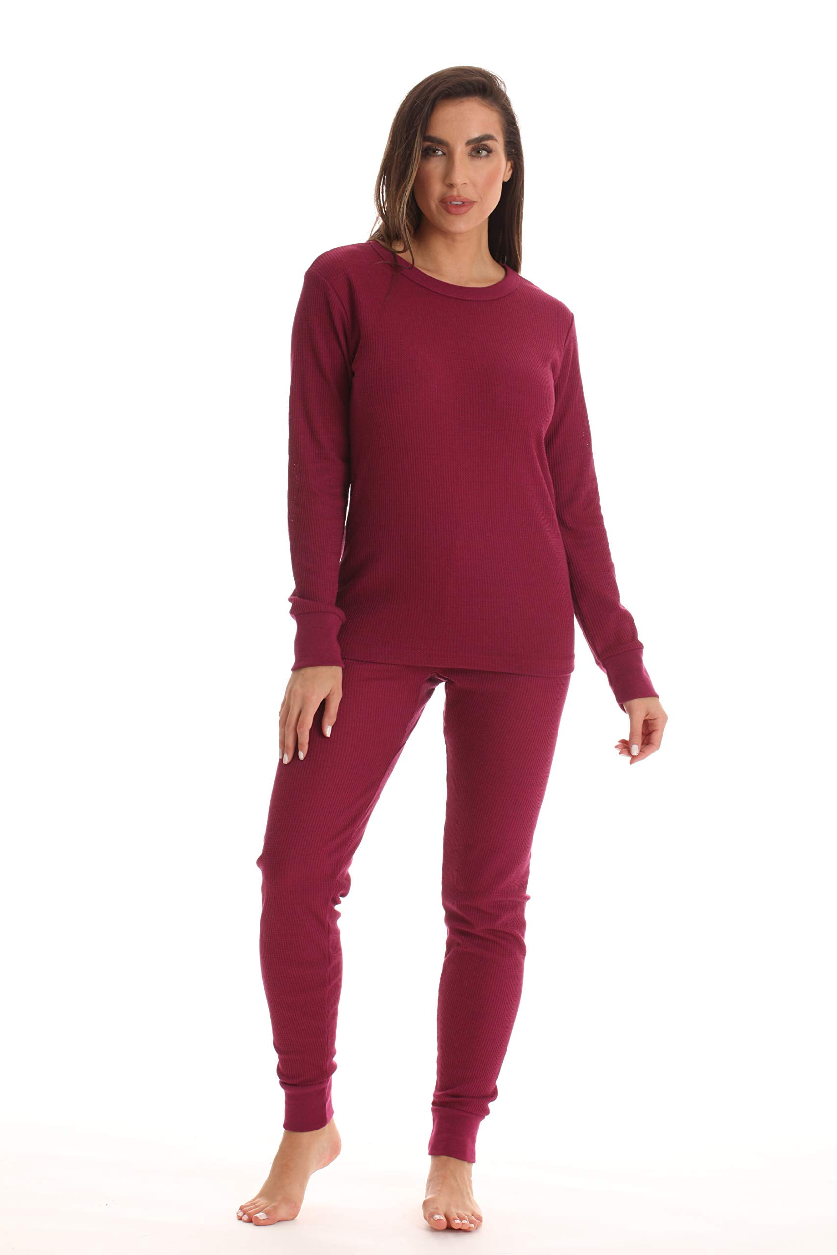 Just Love Women s Thermal Underwear Pajamas Set Red Small Walmart Business Supplies