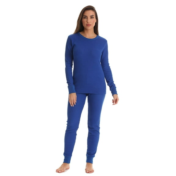 Just Love Women's Thermal Underwear Pajamas Set (Royal, 2X)