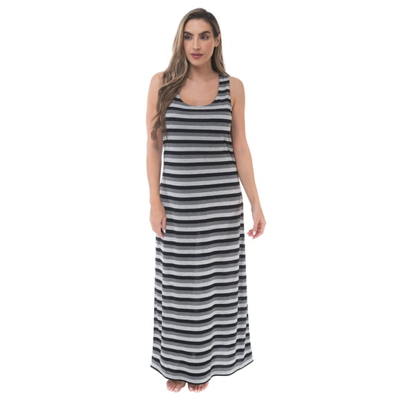 Just Love Racer Back Solid Tank Dress with Bungee (Black Stripe, X-Large)