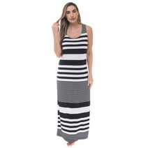 Just Love Racer Back Solid Tank Dress with Bungee (Black Verigated Stripe, 1X)