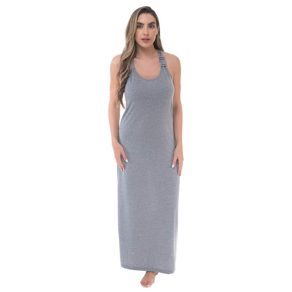Just Love Racer Back Solid Tank Dress with Bungee (Charcoal Solid Dress, 1X)