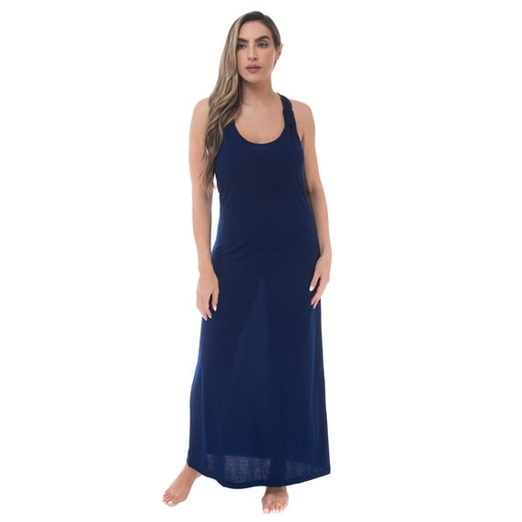 Just Love Racer Back Solid Tank Dress with Bungee (Navy Solid Dress, 2X)
