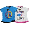 thumbnail image 1 of Just Love Ruched Side Graphic T-Shirts for Girls (Pack of 2) (Turquoise / White, 14-16), 1 of 1