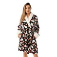 thumbnail image 1 of Just Love Sherpa Trim Plush Robe for Women 6761-10334-L (Black - Mixed Holiday, X-Small), 1 of 3