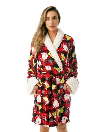 Just Love Plush Zipper Lounger Robe 6811-10445-MNT-1X (X-Large, Black  Snowflake)