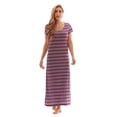 thumbnail image 1 of Just Love Womens Stripe Maxi Dress Knit Jersey T-Shirt Dress for Women (Purple Stripe, 1X), 1 of 3