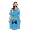 thumbnail image 1 of Just Love Short Sleeve Nightgown Oversized Screen Print Sleep Dress for Women (Turquoise - I'm The Boss, 2X), 1 of 2