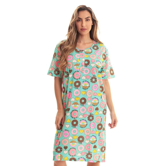 Just Love Short Sleeve Nightgown Sleep Dress for Women (3X, Mint - All You Need is Love)