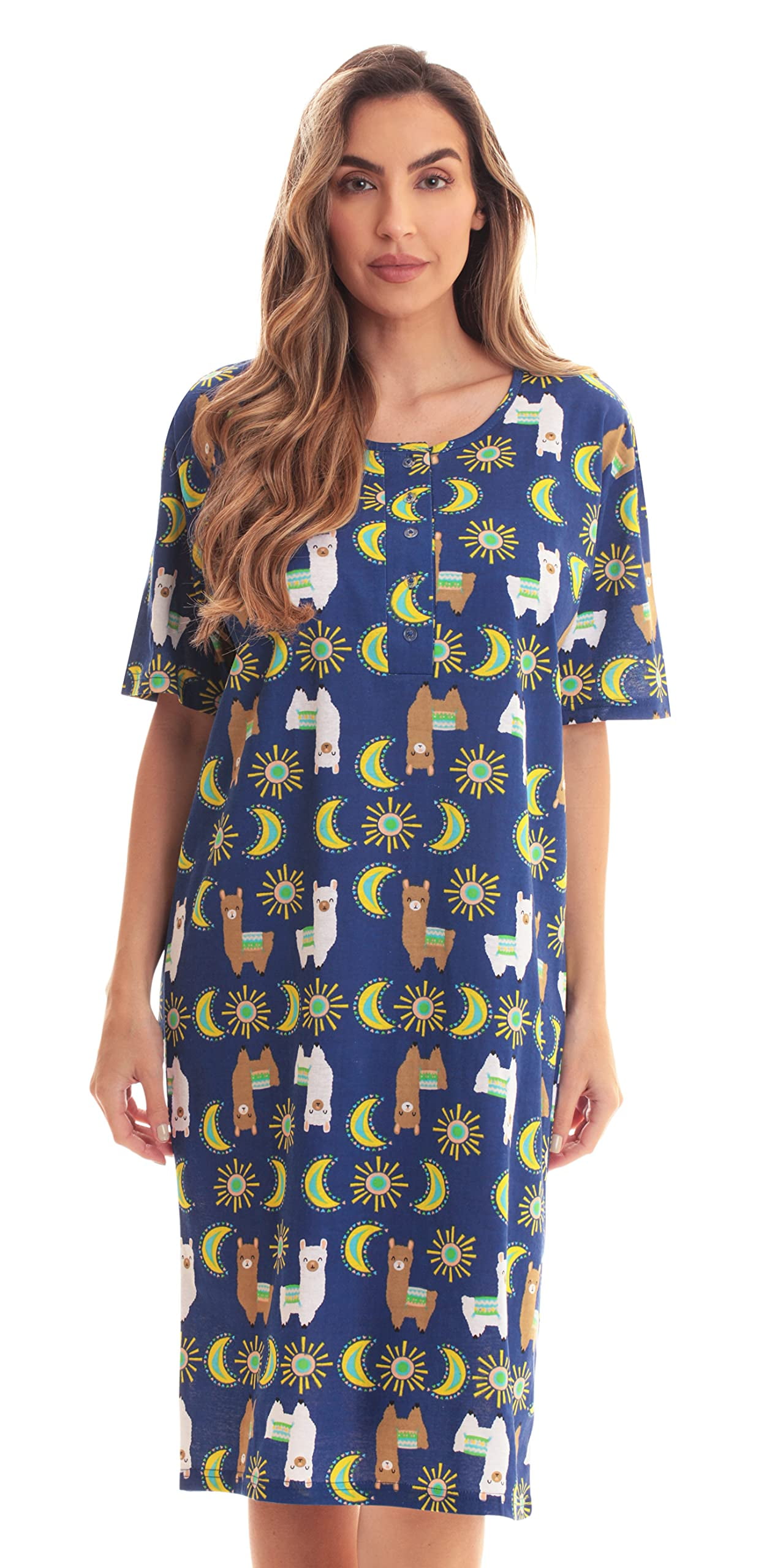 Just Love Short Sleeve Nightgown Sleep Dress for Women (3X, Navy ...