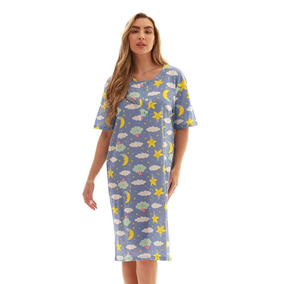 Just Love Short Sleeve Nightgown Sleep Dress for Women (3X, Plum - Sleepy Celestial)