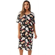Just Love Short Sleeve Nightgown Sleep Dress for Women 4360-10018-GRY-1X (Black - Holiday Mixed, 2X)