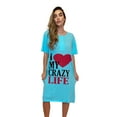thumbnail image 1 of Just Love Short Sleeve Nightgown Sleep Dress for Women (Aqua - Crazy Life, Small), 1 of 3