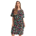 thumbnail image 1 of Just Love Short Sleeve Nightgown Sleep Dress for Women (Black - Christmas Lights, X-Large), 1 of 3