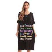 Just Love Short Sleeve Nightgown Sleep Dress for Women (Black - Day Dreamer, Small)