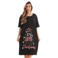 thumbnail image 1 of Just Love Short Sleeve Nightgown Sleep Dress for Women (Black - Joy Love Peace Xmas, X-Large), 1 of 3