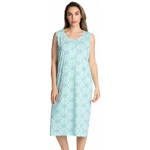 Just Love Short Sleeve Nightgown Sleep Dress for Women (Blue - Floral Medallion, X-Large)