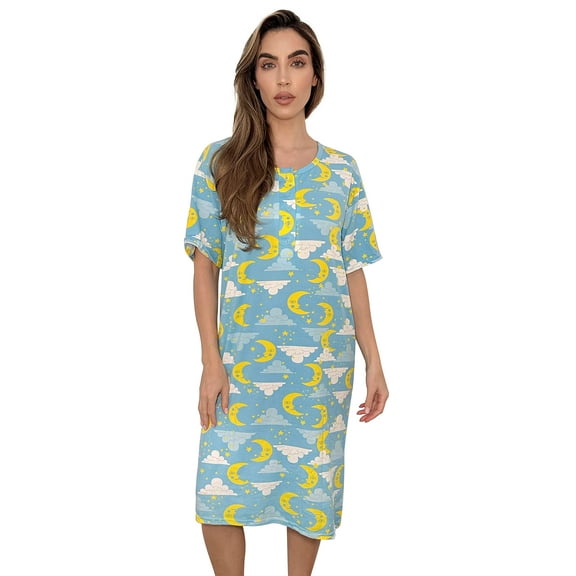 Just Love Short Sleeve Nightgown Sleep Dress for Women (Blue - Perfect Sky, Small)