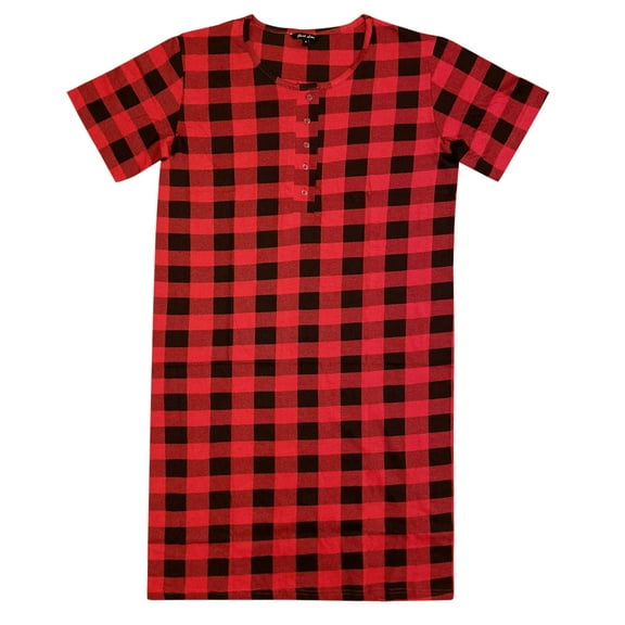 Just Love Short Sleeve Nightgown Sleep Dress for Women (Buffalo Plaid, 3X)