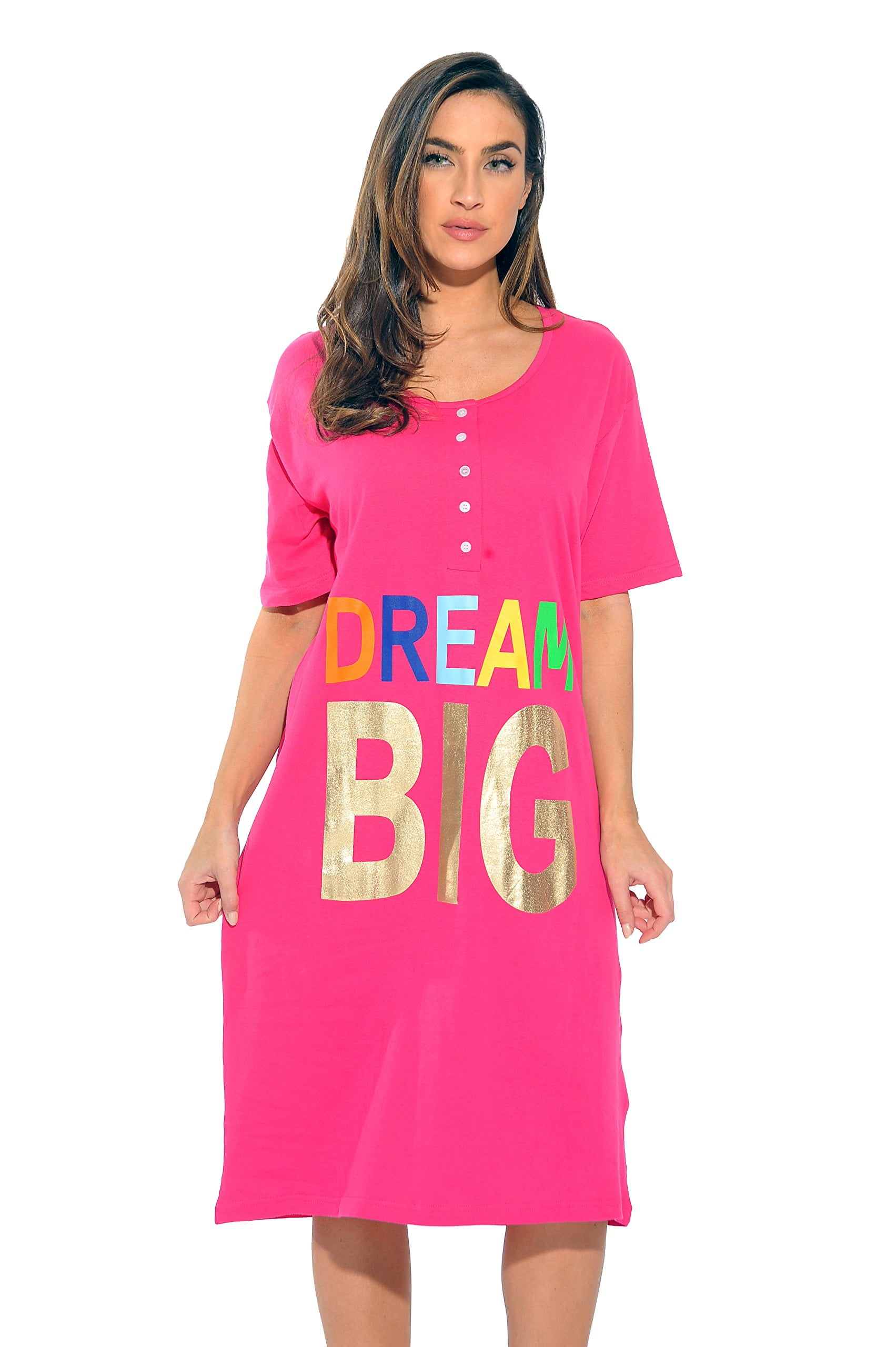 Just Love Short Sleeve Nightgown Sleep Dress for Women (Fuchsia - Dream ...