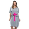 thumbnail image 1 of Just Love Short Sleeve Nightgown Sleep Dress for Women (Grey - Believe, 3X), 1 of 3