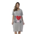 thumbnail image 1 of Just Love Short Sleeve Nightgown Sleep Dress for Women (Grey - I Heart Sleep Mask, 2X), 1 of 3