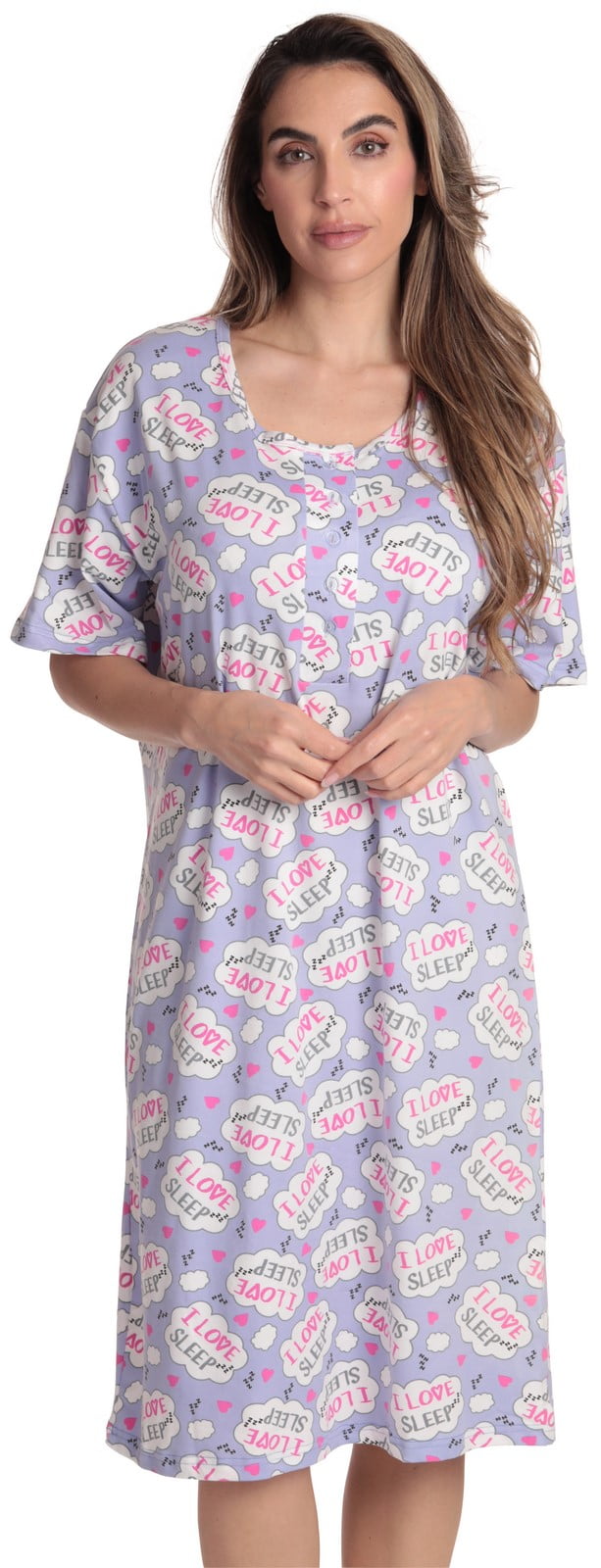 Just Love Short Sleeve Nightgown Sleep Dress for Women (Lilac - I Love ...