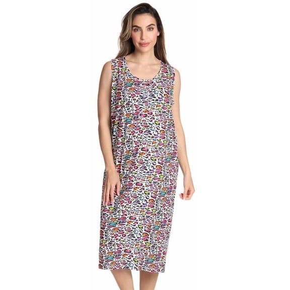 Just Love Short Sleeve Nightgown Sleep Dress for Women (Multi - Colorful Cheetah, Medium)